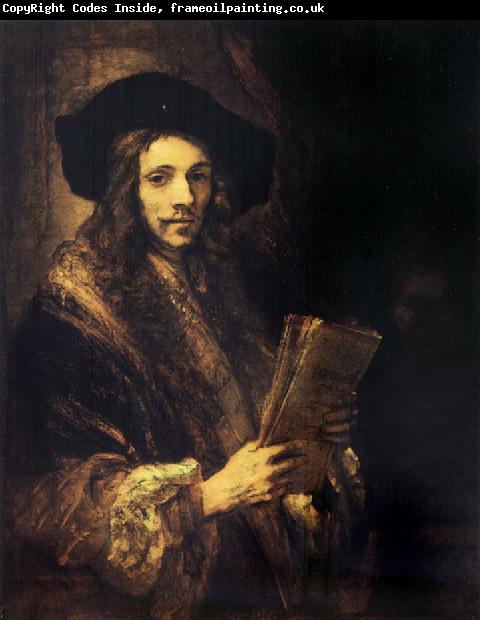 Rembrandt van rijn Portrait of a young madn holding a book